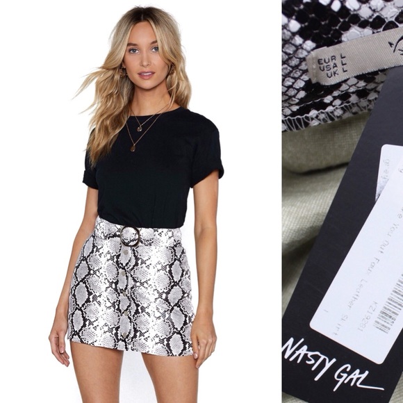 Nasty Gal Dresses & Skirts - Nasty Gal NWT Snake Out Faux Leather Belted Skirt